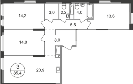 86,3 м², 3-комнатная квартира 19 608 430 ₽ - изображение 68