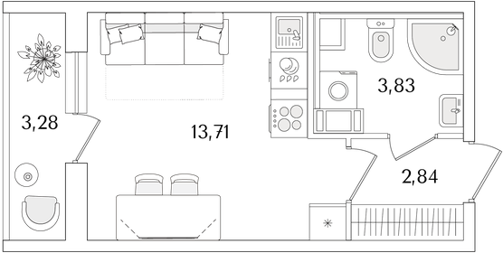 Квартира 22 м², студия - изображение 1