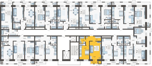42,1 м², 1-комнатная квартира 6 300 000 ₽ - изображение 61