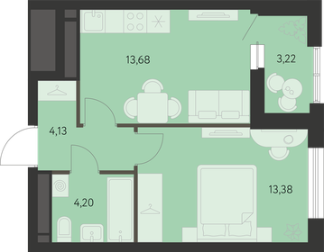 Квартира 36,5 м², 1-комнатная - изображение 1