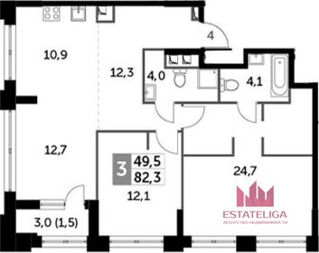 Квартира 83 м², 3-комнатная - изображение 1