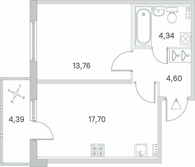 41,7 м², 1-комнатная квартира 10 019 200 ₽ - изображение 45