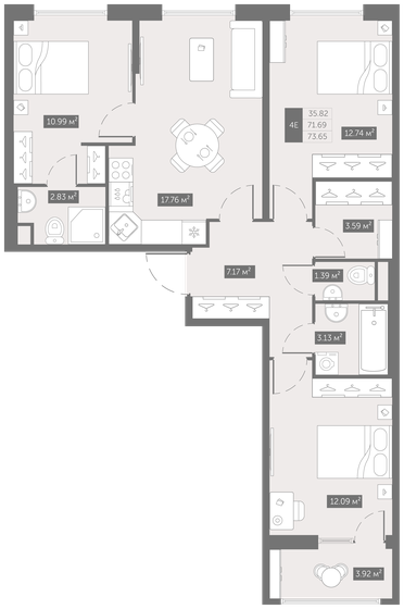 73,7 м², 3-комнатная квартира 10 318 660 ₽ - изображение 1