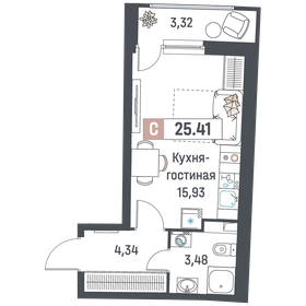 27 м², квартира-студия 3 200 000 ₽ - изображение 64