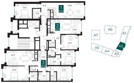 70 м², 2-комнатная квартира 8 850 000 ₽ - изображение 94