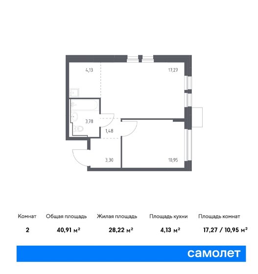 40,9 м², 1-комнатная квартира 8 250 278 ₽ - изображение 1