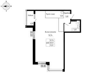 Квартира 69,6 м², 1-комнатная - изображение 5