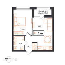 Квартира 40,7 м², 1-комнатная - изображение 1