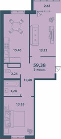 Квартира 59,4 м², 2-комнатная - изображение 1