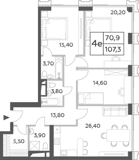 107,3 м², 4-комнатная квартира 42 603 476 ₽ - изображение 24