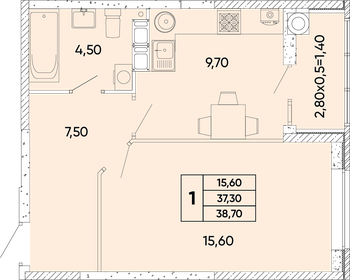 40 м², 1-комнатная квартира 5 300 000 ₽ - изображение 93