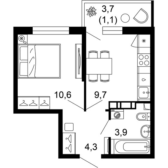 29,6 м², 1-комнатная квартира 13 077 280 ₽ - изображение 1