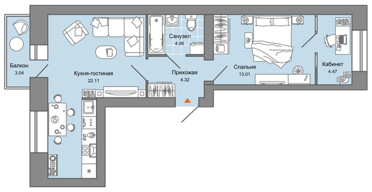 55 м², 2-комнатная квартира 8 000 000 ₽ - изображение 44