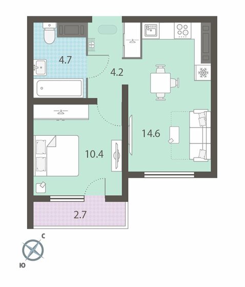 35,3 м², 1-комнатная квартира 5 462 745 ₽ - изображение 1