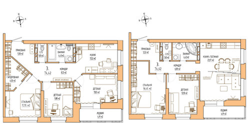 Квартира 72,2 м², 3-комнатная - изображение 2