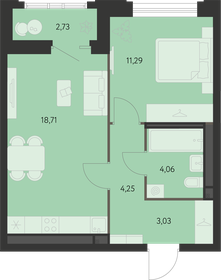 Квартира 42,7 м², 1-комнатная - изображение 1