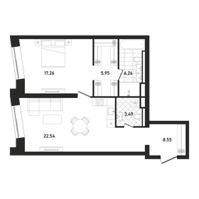 62,8 м², 1-комнатная квартира 40 719 316 ₽ - изображение 59