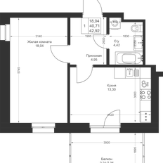 Квартира 42,9 м², 1-комнатная - изображение 2