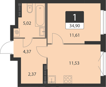 35 м², 1-комнатная квартира 4 400 000 ₽ - изображение 53
