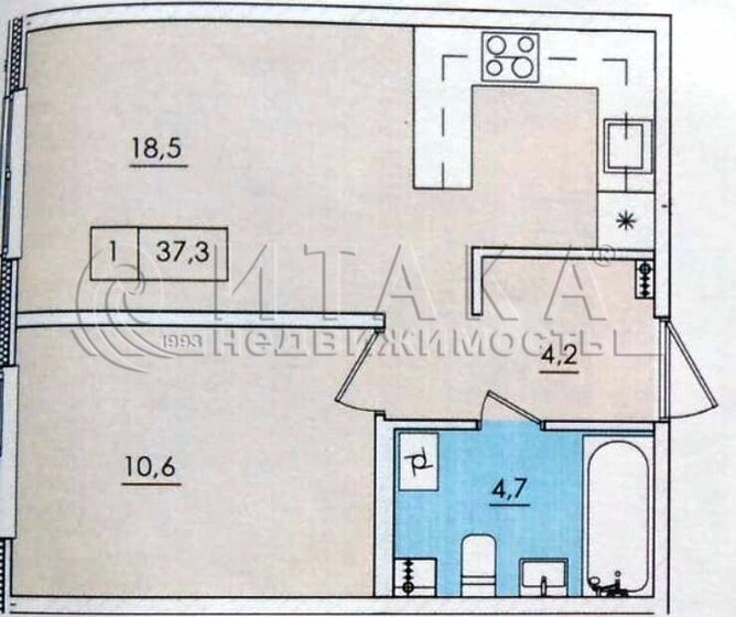 37,7 м², 1-комнатная квартира 3 300 000 ₽ - изображение 1