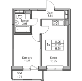 41,2 м², 1-комнатная квартира 6 690 000 ₽ - изображение 144