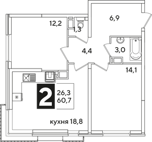 60,6 м², 2-комнатная квартира 10 308 060 ₽ - изображение 19