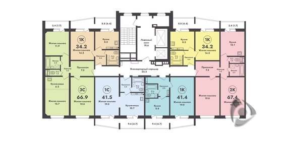 Квартира 67,4 м², 2-комнатная - изображение 2