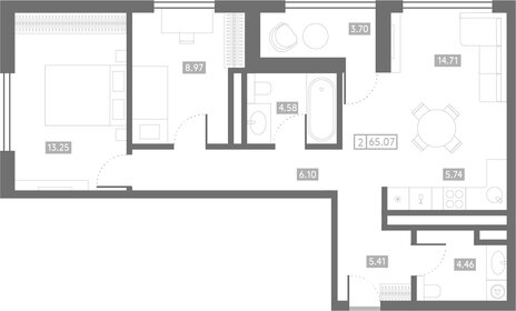 Квартира 65,1 м², 2-комнатная - изображение 1