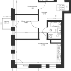 Квартира 65,8 м², 2-комнатная - изображение 2