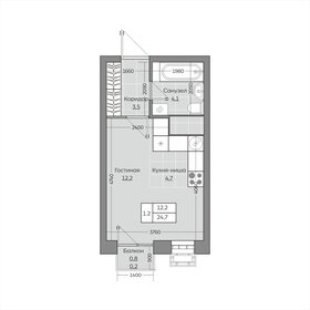 Квартира 24,7 м², 1-комнатная - изображение 1