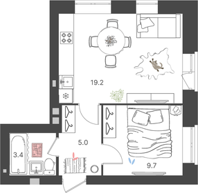 Квартира 37,3 м², 1-комнатная - изображение 1