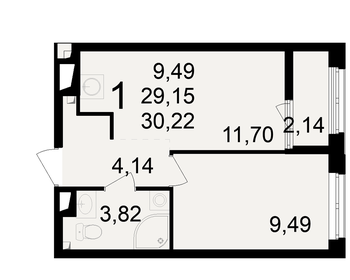 Квартира 30,2 м², 1-комнатная - изображение 1