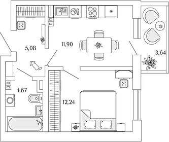 51,2 м², 2-комнатная квартира 6 300 000 ₽ - изображение 66