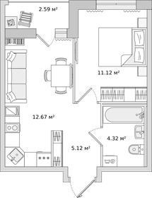 34,7 м², 1-комнатная квартира 5 200 000 ₽ - изображение 58