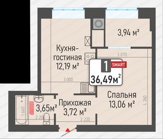 Квартира 34,5 м², 1-комнатная - изображение 2