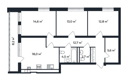 Квартира 88 м², 3-комнатная - изображение 1