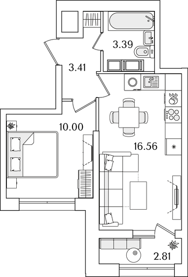 34,8 м², 1-комнатная квартира 11 136 957 ₽ - изображение 26