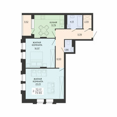 Квартира 73,9 м², 2-комнатная - изображение 2