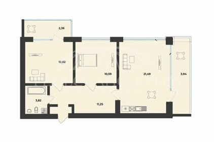 Квартира 65,3 м², 2-комнатная - изображение 1