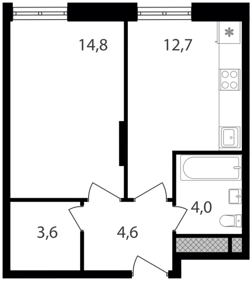 39,7 м², 1-комнатная квартира 13 057 330 ₽ - изображение 1