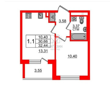 Квартира 30,7 м², 2-комнатная - изображение 1