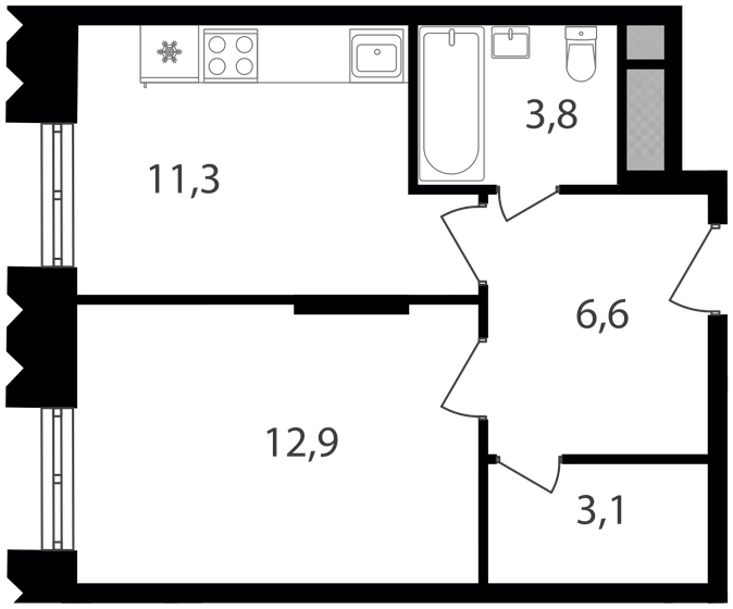 37,7 м², 1-комнатная квартира 13 685 100 ₽ - изображение 1