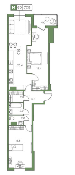 77,9 м², 2-комнатные апартаменты 22 922 536 ₽ - изображение 23