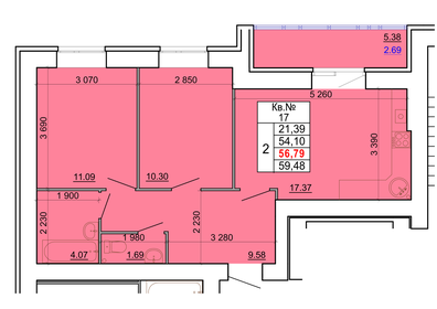 Квартира 56,8 м², 2-комнатная - изображение 1