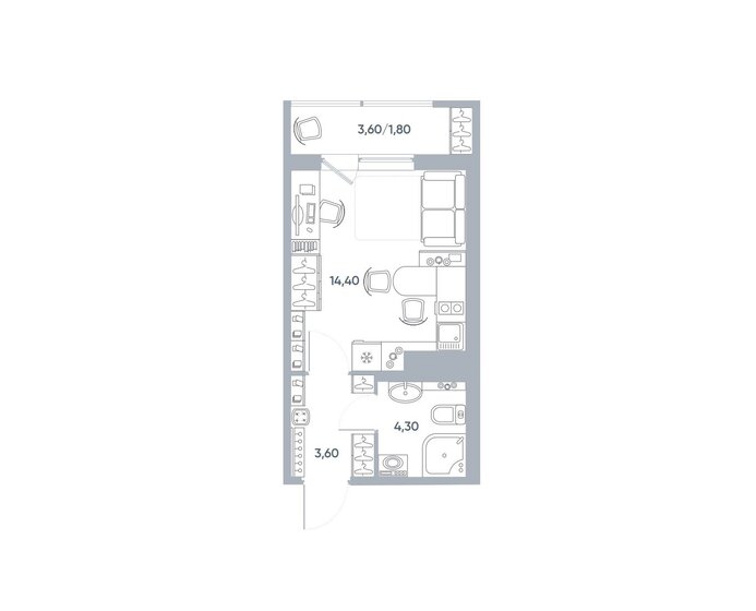 22,3 м², квартира-студия 4 800 000 ₽ - изображение 1