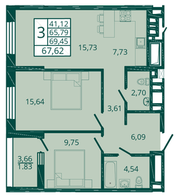 64,1 м², 3-комнатная квартира 5 950 000 ₽ - изображение 69