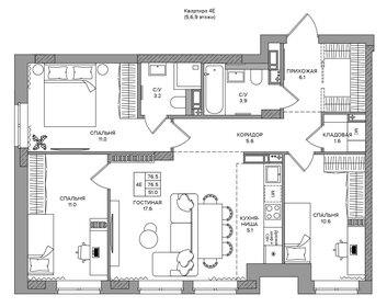 93 м², 4-комнатная квартира 11 200 000 ₽ - изображение 49