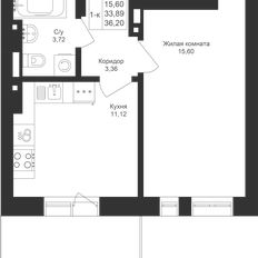 Квартира 36,2 м², 1-комнатная - изображение 3