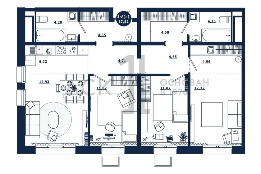 87,5 м², 3-комнатная квартира 10 450 000 ₽ - изображение 1