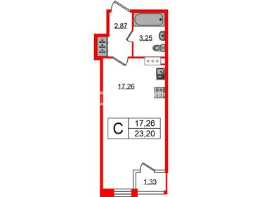 Квартира 23,2 м², студия - изображение 1